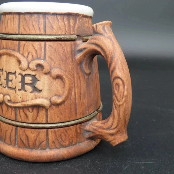 Treasure Craft Beer Mug Vintage Wood Look Ceramic Beer Mug 50's - Picture 5 of 9